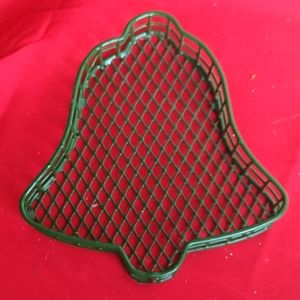 Vintage Green Christmas Holiday Bell Shaped Basket Candy Snack Metal Wire Holder